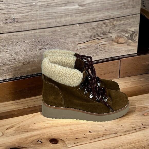 Sam Edelman Women's 7 1/2 Franc Brown Leather Hiker ankle Boot new - Picture 3 of 8